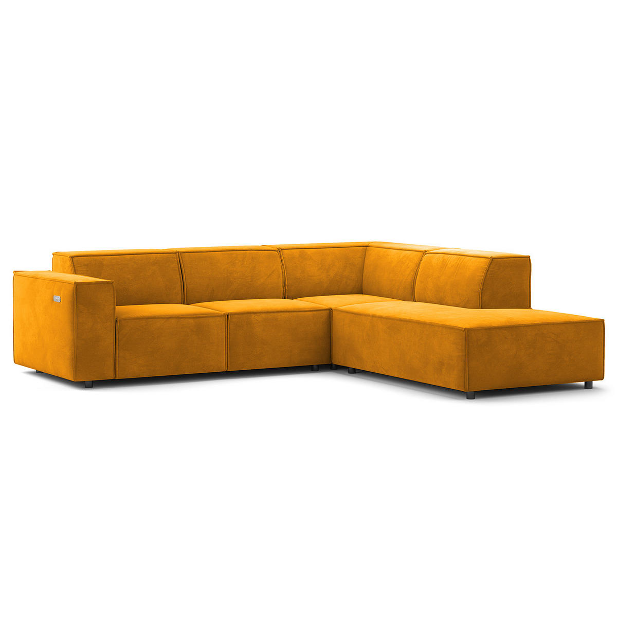 ECKSOFA mit Ottomane - Gelb/Schwarz, Kunststoff/Textil (260/234cm) - home24