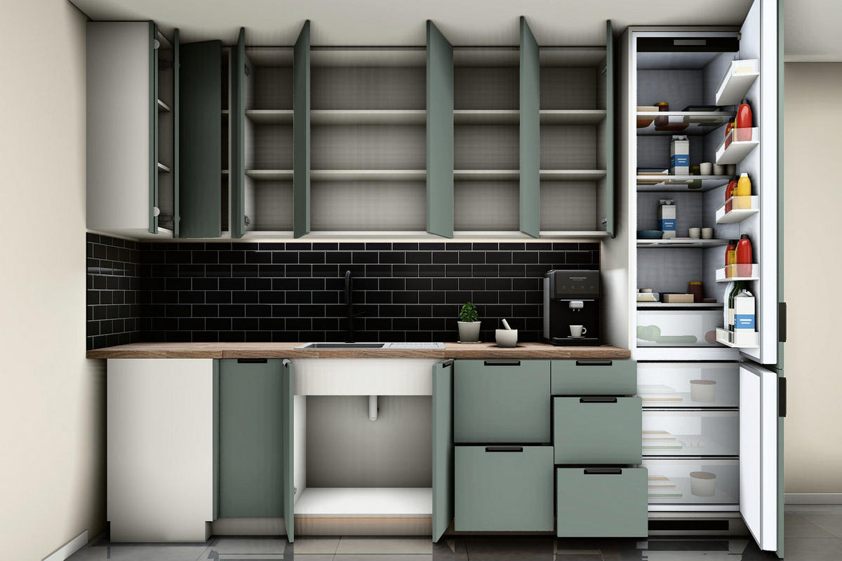 L-KÜCHE Sorento Grün & Weiß – 319 × 244 cm – KÜ-SORENTO6-001 - Grün, Holzwerkstoff (319/247/244cm) - ROYAL24_MARKT