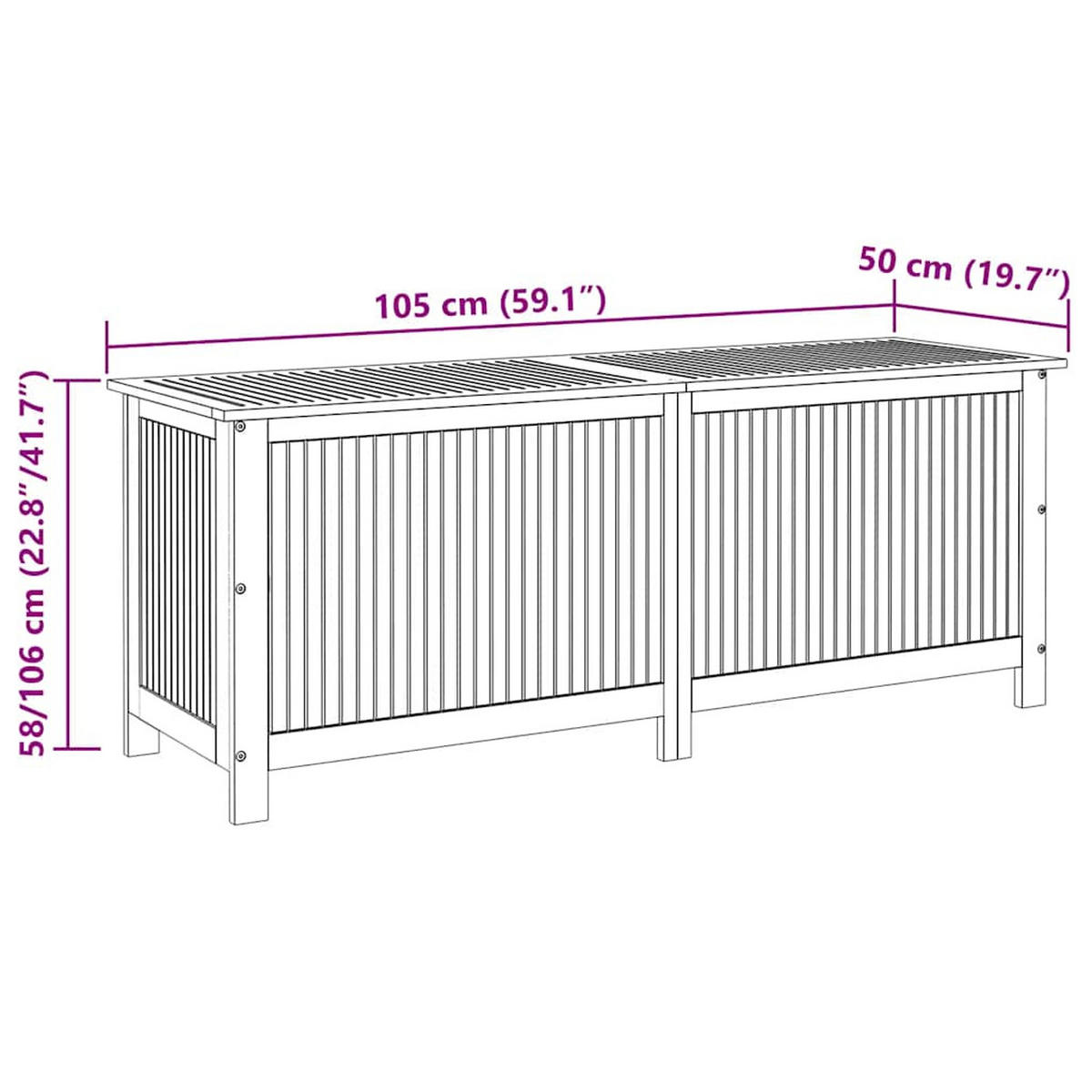 GARTEN-AUFBEWAHRUNGSBOX 150/50/58 Cm Massivholz Akazie - Akaziefarben, Holz (150/58/50cm) - vidaXL