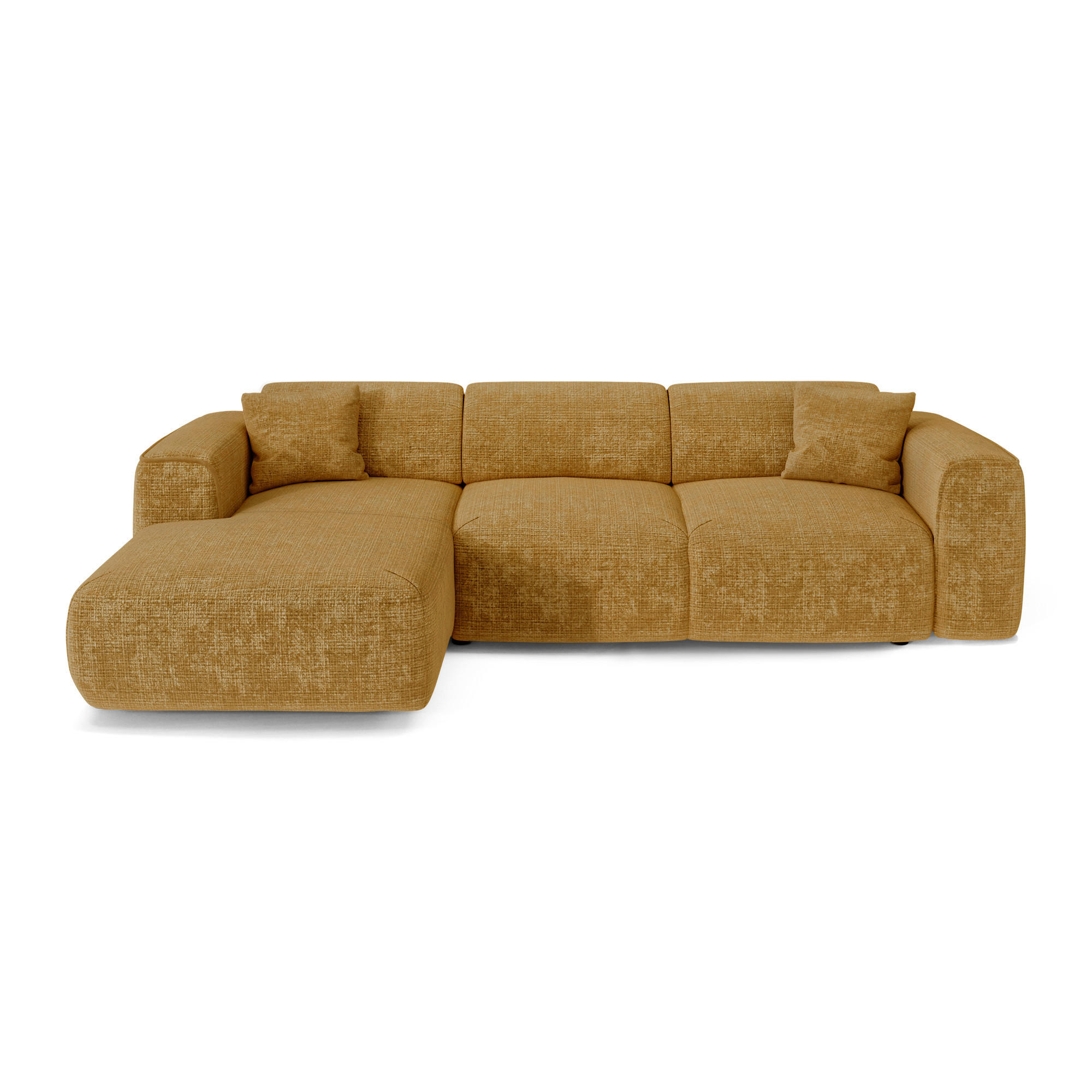 ECKSCHLAFSOFA Geprägter Samt Senf 283cm - Dunkelgelb, Textil (283/180cm) - Sia Home