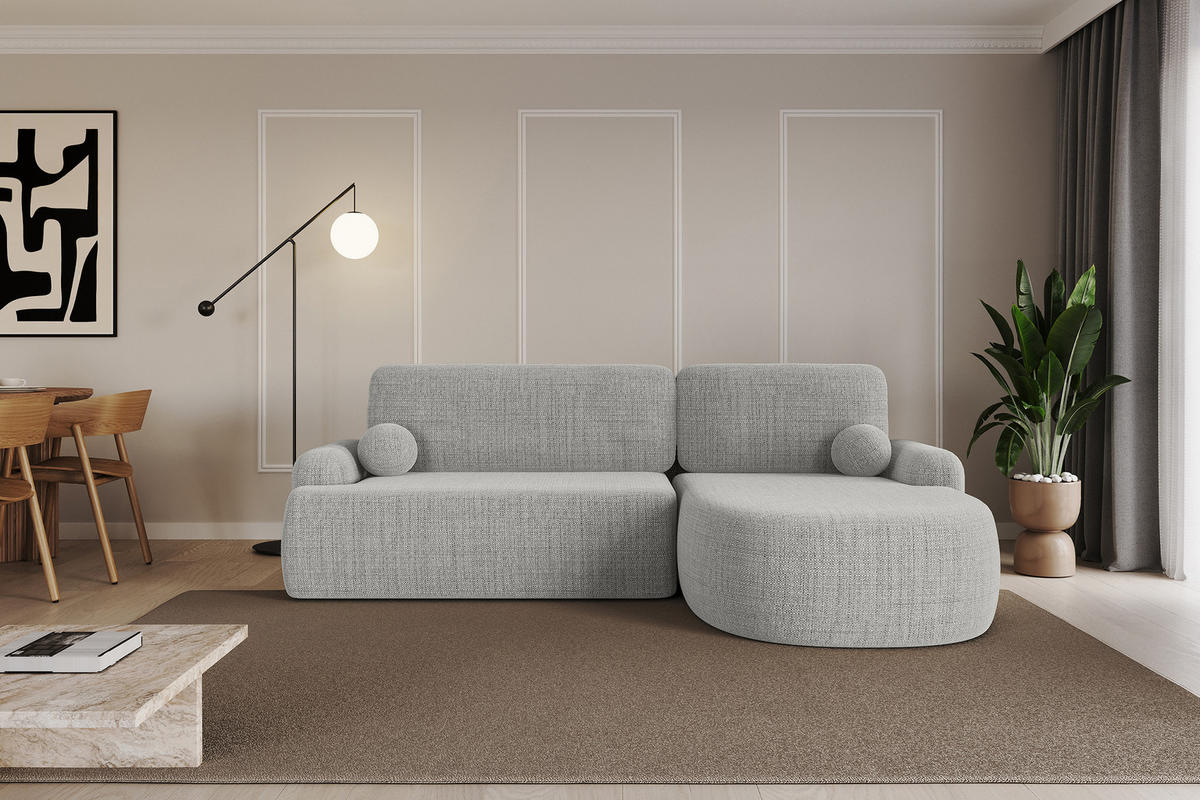 ECKSOFA mit Schlaffunktion und Bettkasten LIRA-L - 264x172x89 Hellgrau - Hellgrau, Holzwerkstoff/Textil (172/264cm) - ALTDECOR