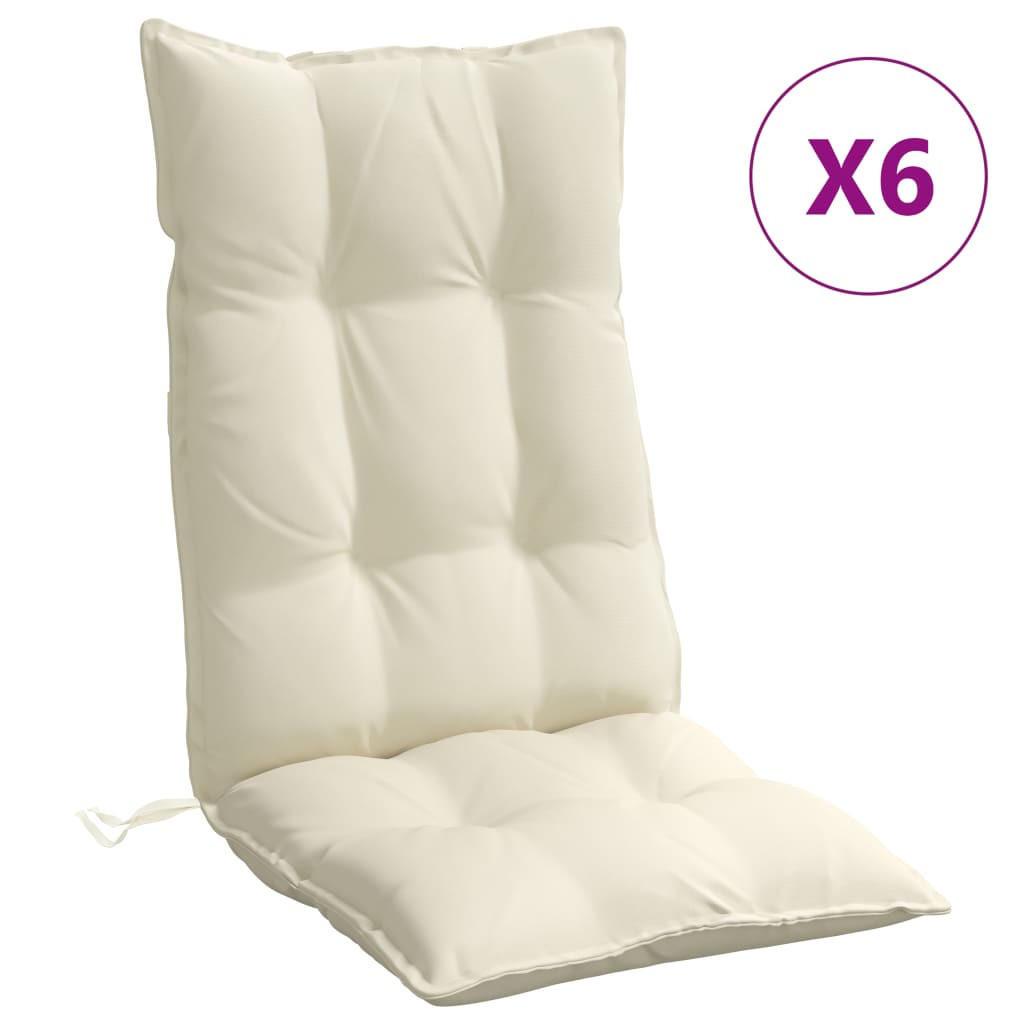 HOCHLEHNER-AUFLAGEN 6Er Set Creme Oxford-Gewebe - Creme, Textil (50/7/120cm) - vidaXL