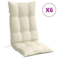HOCHLEHNER-AUFLAGEN 6Er Set Creme Oxford-Gewebe - Creme, Textil (50/7/120cm) - vidaXL