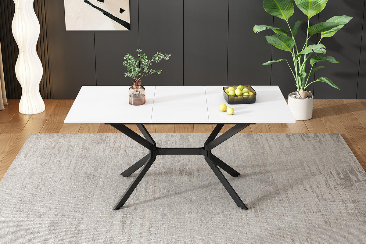 ESSTISCH Weiß 120-160/80/75 cm - Weiß, Holzwerkstoff/Metall (160/80/75cm) - Urban Meuble