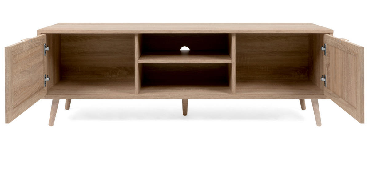 TV-LOWBOARD Eiche Sonoma, Bast-Dekor 150 cm, TV-Unterteil skandinavisch - Eichefarben, Holz/Holzwerkstoff (150/52/40cm) - Furn.Design