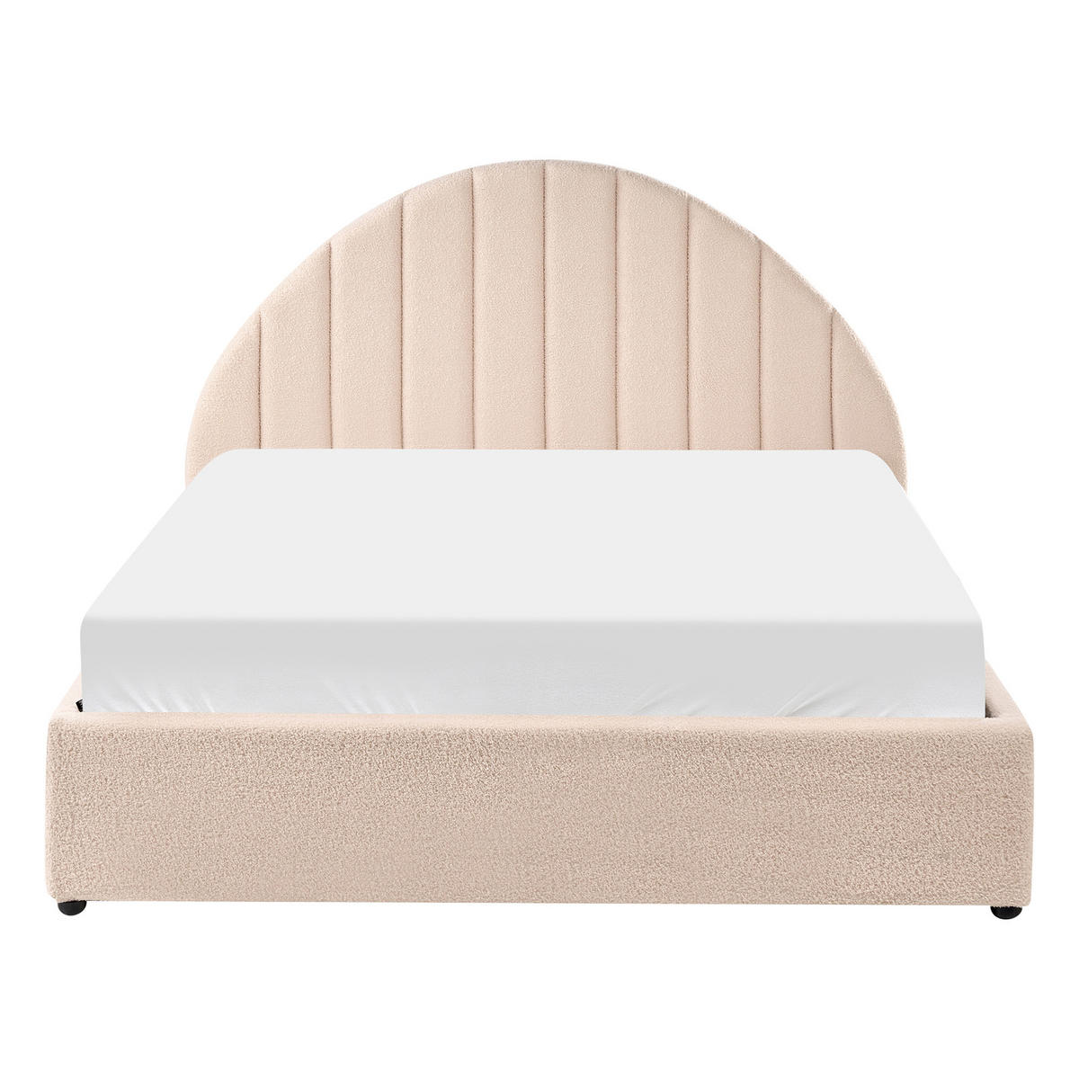 POSTELJA s prostorom za shranjevanje 140/200 bouclé svetlo bež Chadenet - bež, tekstil (140/200cm) - Beliani