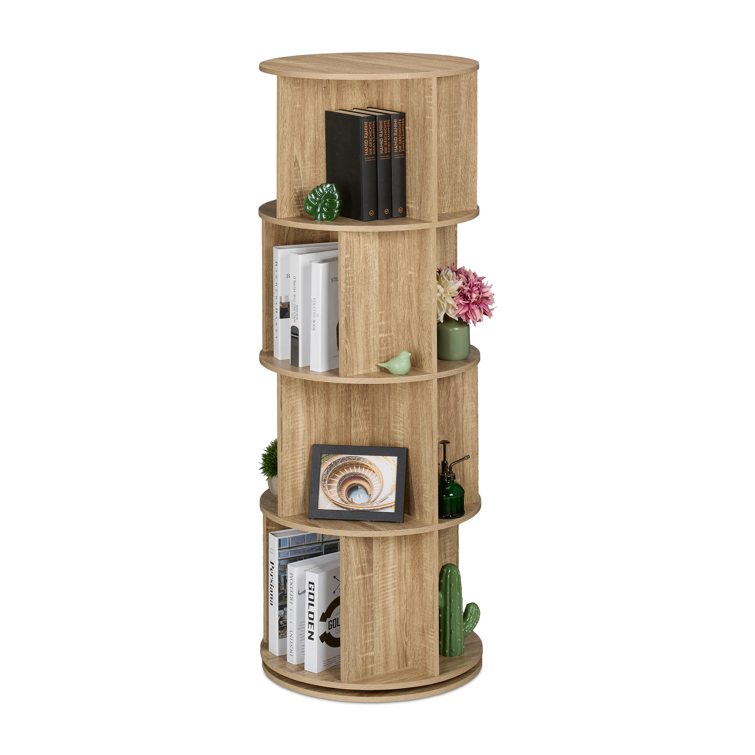 BÜCHERREGAL - Hellbraun, Holzwerkstoff/Metall (50/137/50cm) - Relaxdays