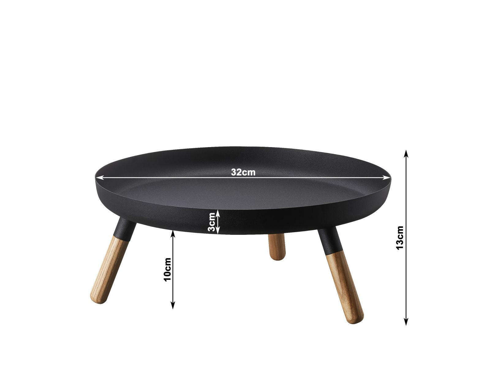 TABLETT-TISCH Plain schwarz 32/13/32cm flach klein - Schwarz, Metall (32/32/13cm) - Yamazaki