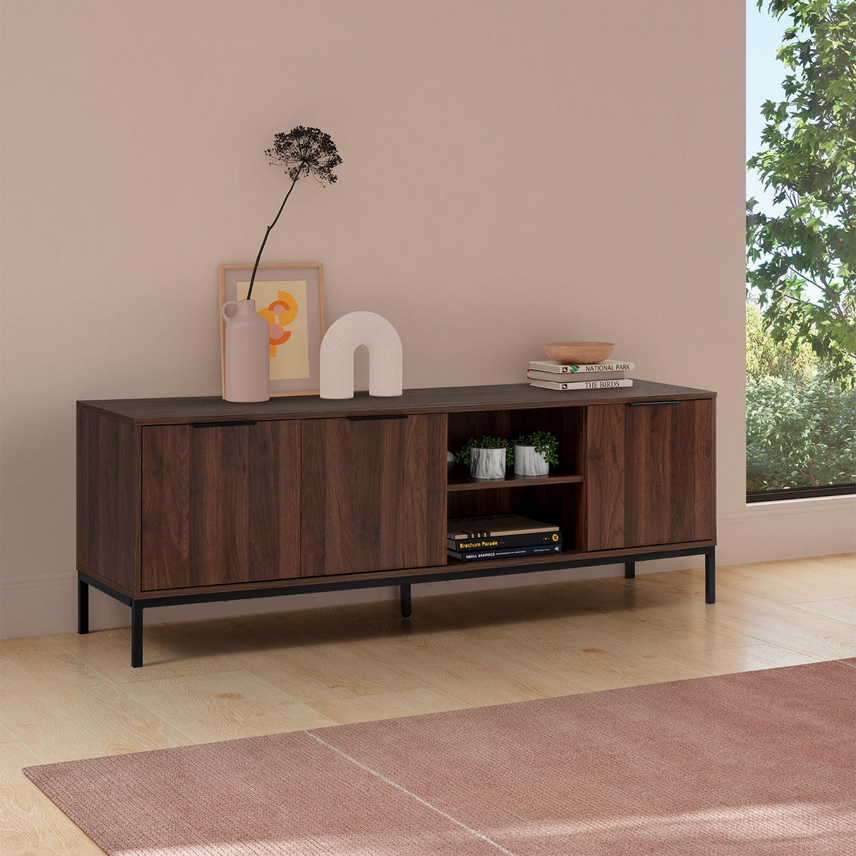 TV-ELEMENT Auri 3 türen Walnussfarbe - Walnussfarben, Holzwerkstoff (160/55/40cm) - VS Venta-stock