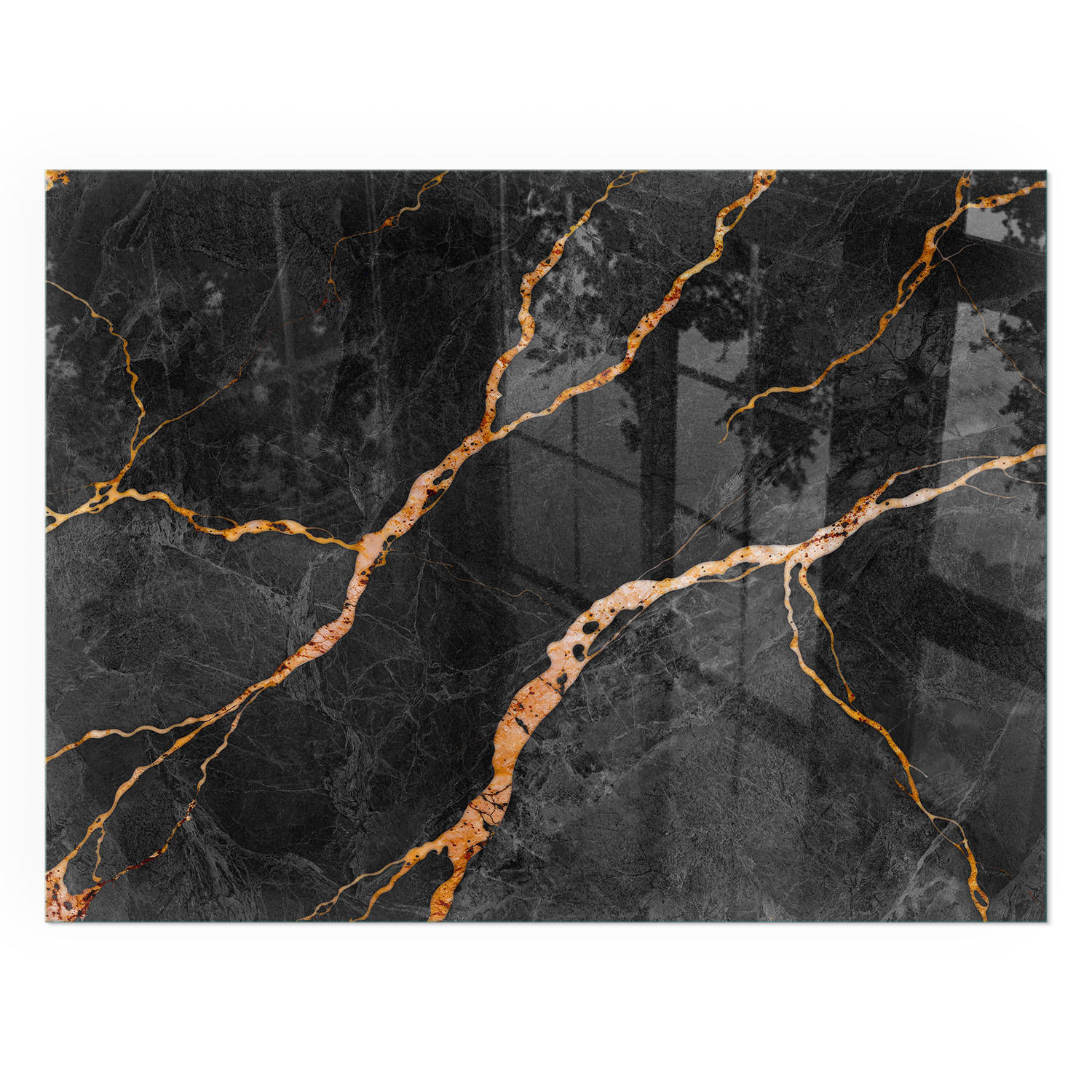 GLASPLATTE für Kamin 80x60 cm - Schwarz, Glas (80/60/0.4cm) - TULUP