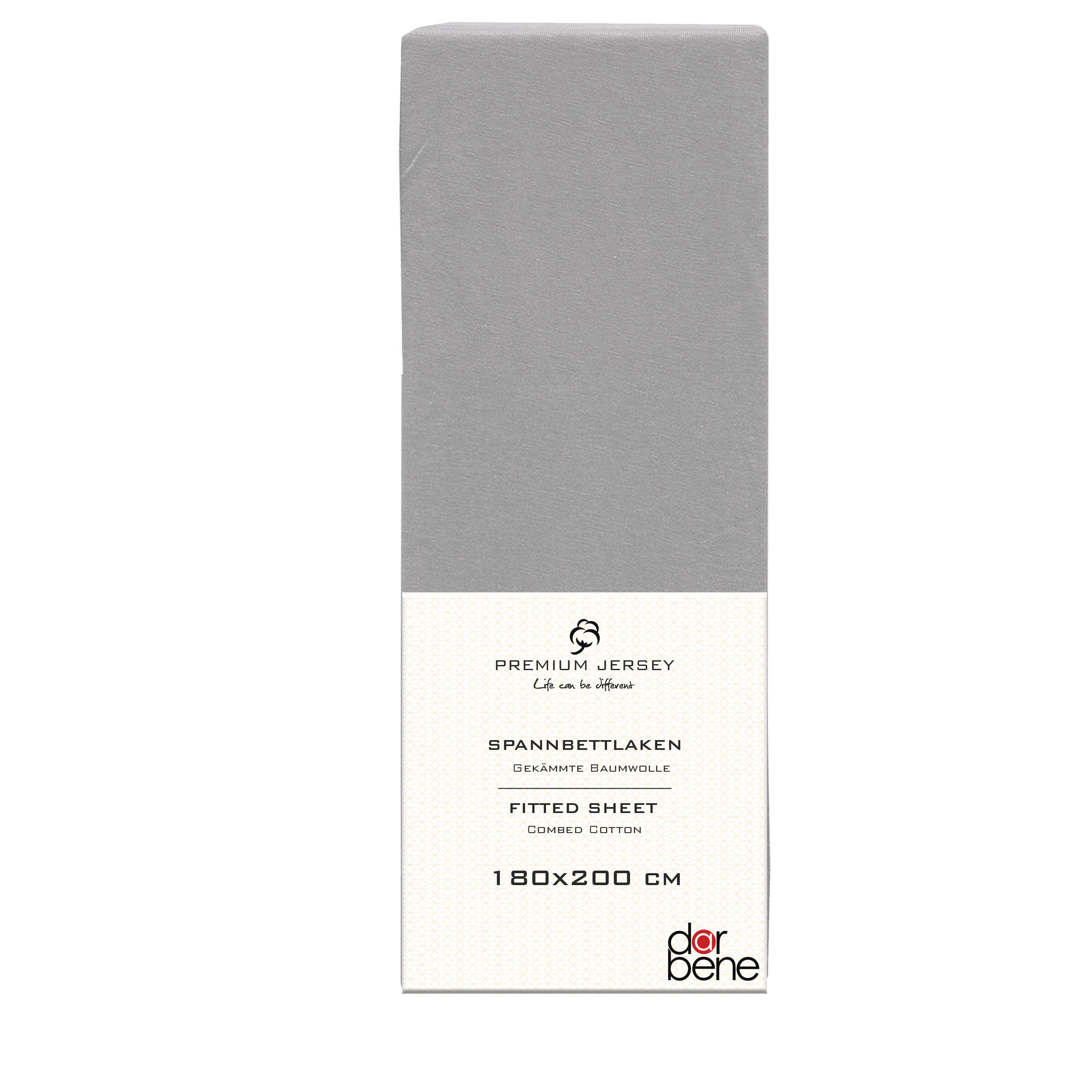 SPANNBETTLAKEN Premium Jersey Baumwolle - Hellgrau, Naturmaterialien (180/200cm) - DarBene