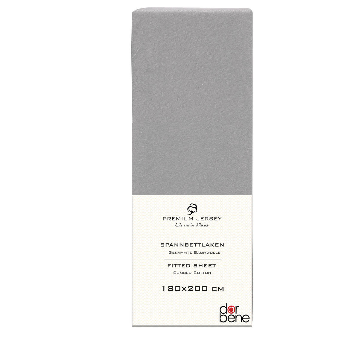 SPANNBETTLAKEN Premium Jersey Baumwolle - Hellgrau, Naturmaterialien (180/200cm) - DarBene