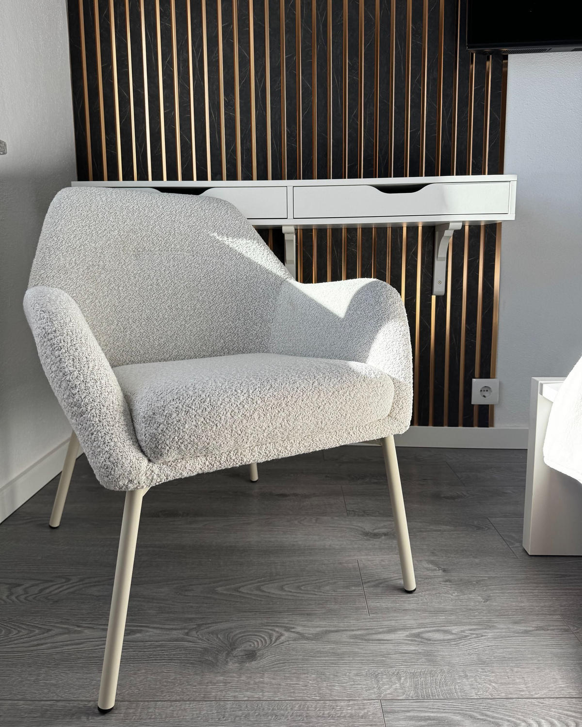 FOTOLIU alb crem Jabro - alb, material textil (65/78/70cm) - Beliani