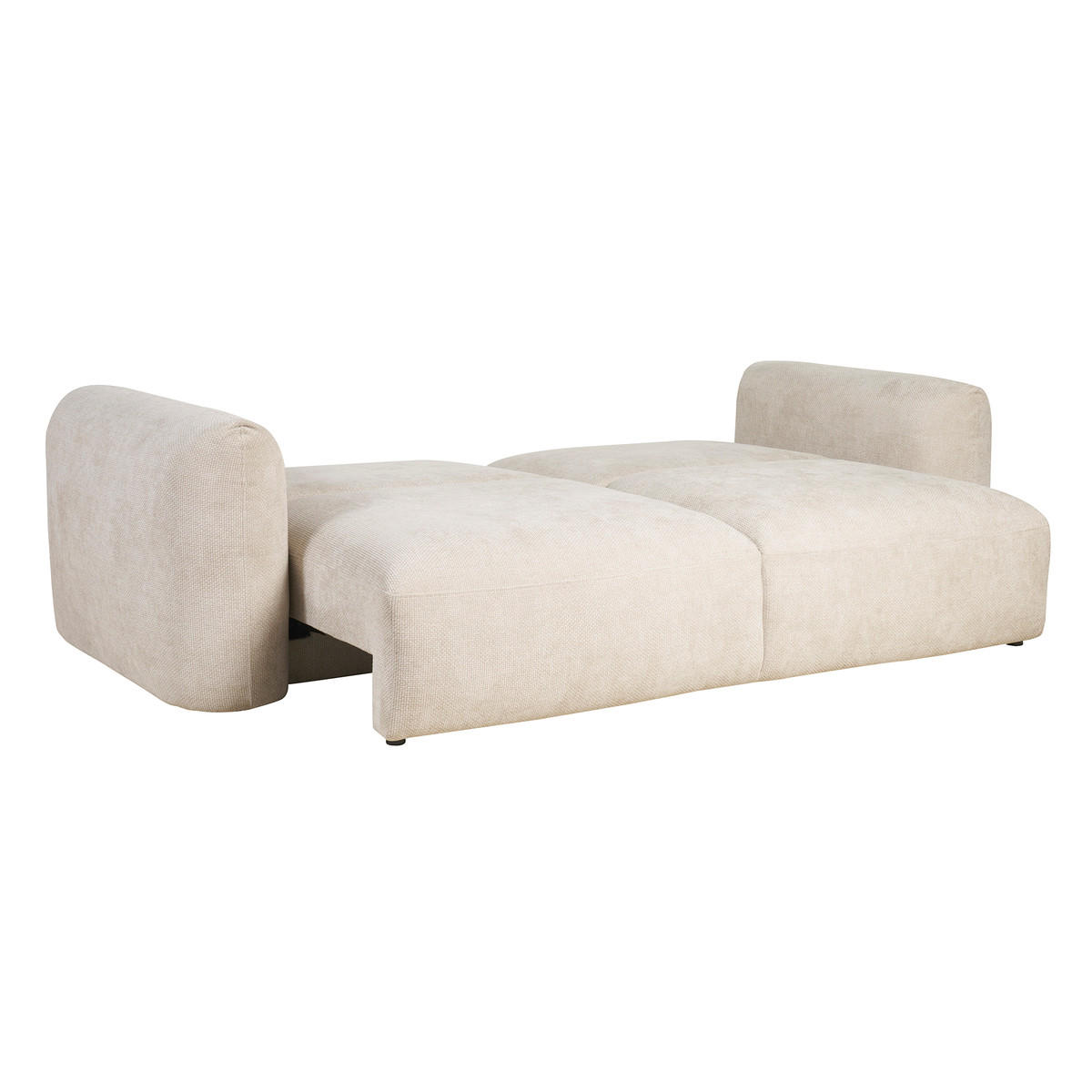 SCHLAFSOFA Beiger Chenille-Veloursstoff 4-Sitzer CRUSH - Beige, Kunststoff (115/80/270cm) - Miliboo