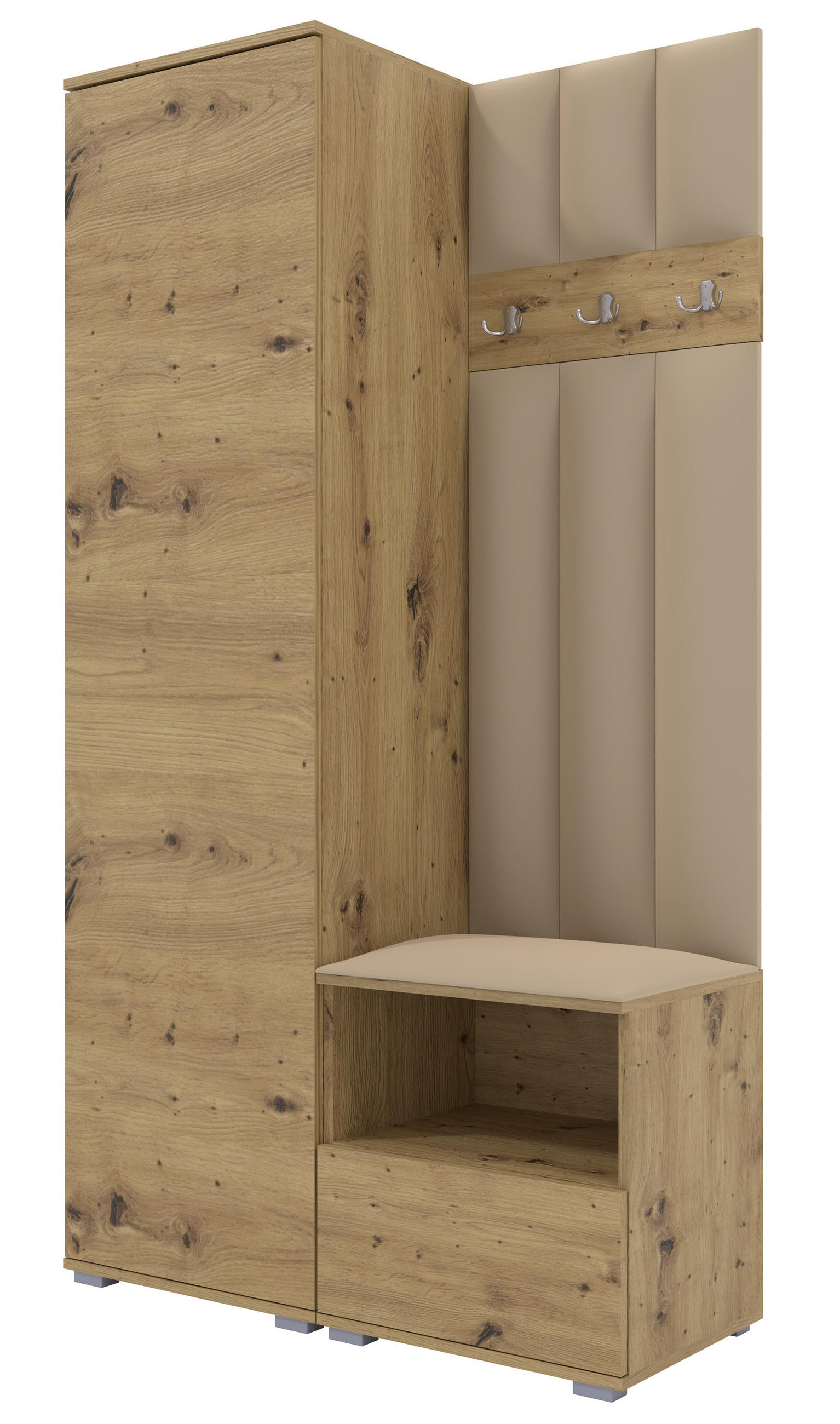 Ravio Gepolstert Eiche Artisan, Beige 100x187x40 cm