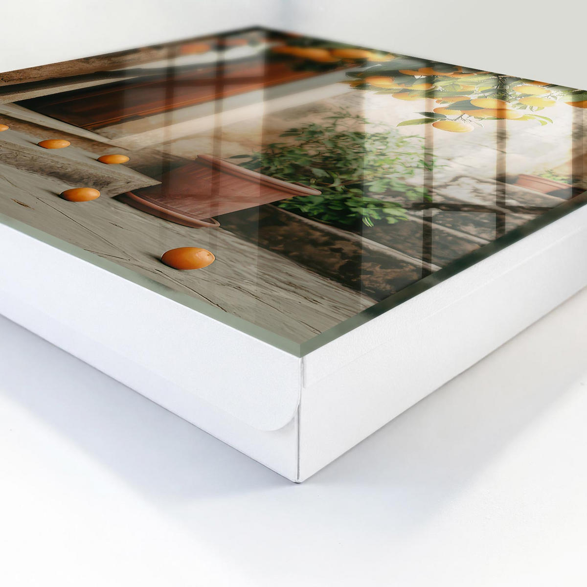 SCHLÜSSELBOX Weiß 30x30 cm – Türöffnung nach rechts - Gemütliche Terrasse - Orange, Metall (30/30/5cm) - TULUP