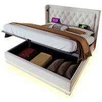 POLSTERBETT 140/200 cm mit Bettkasten, LED und USB-C in Beige - Beige, Textil (140/200cm) - BEAOK