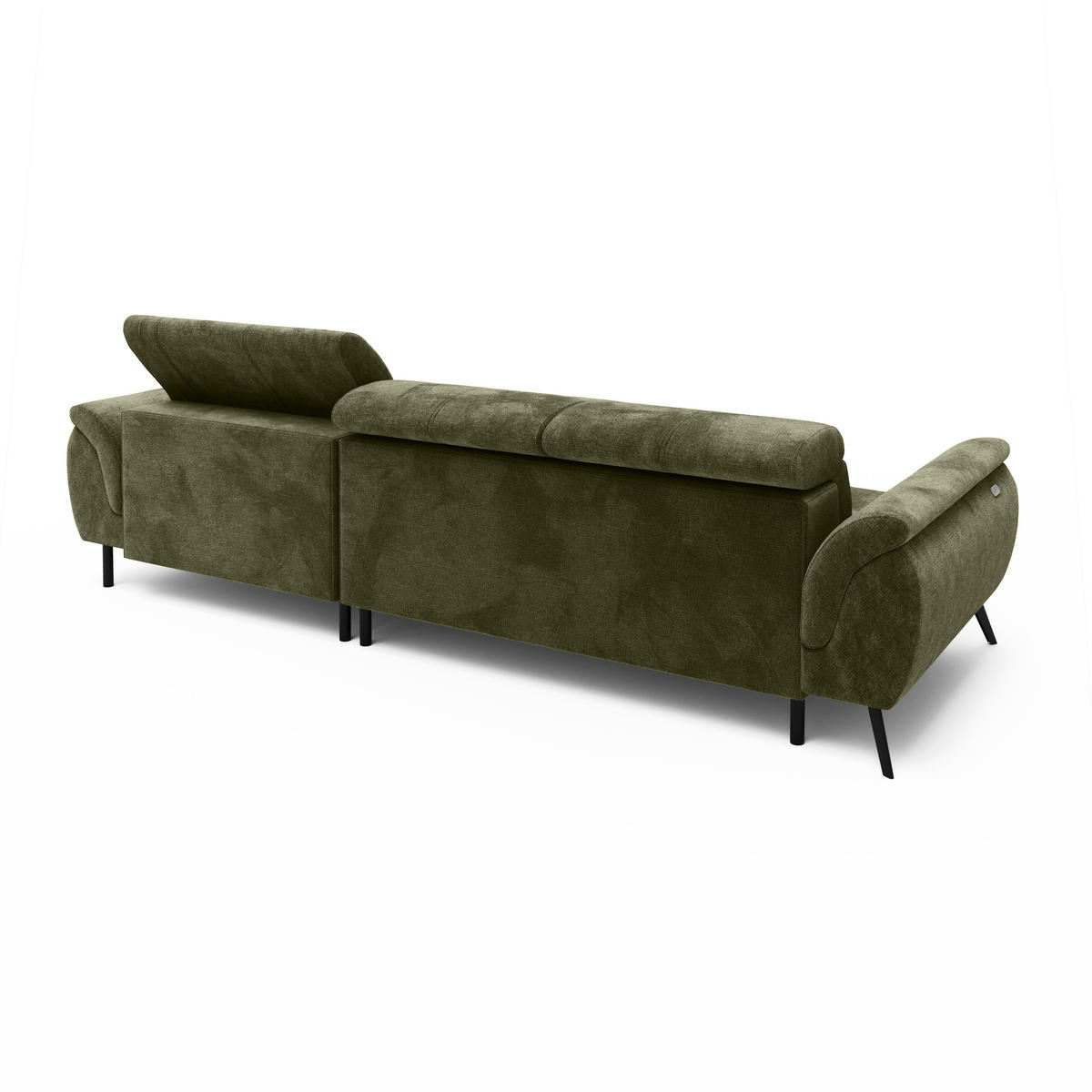 ECKSOFA Ottomane links Chenille 286x184x79 grün VALENTINA - Grün, Kunststoff (286/184cm) - Massivmoebel24