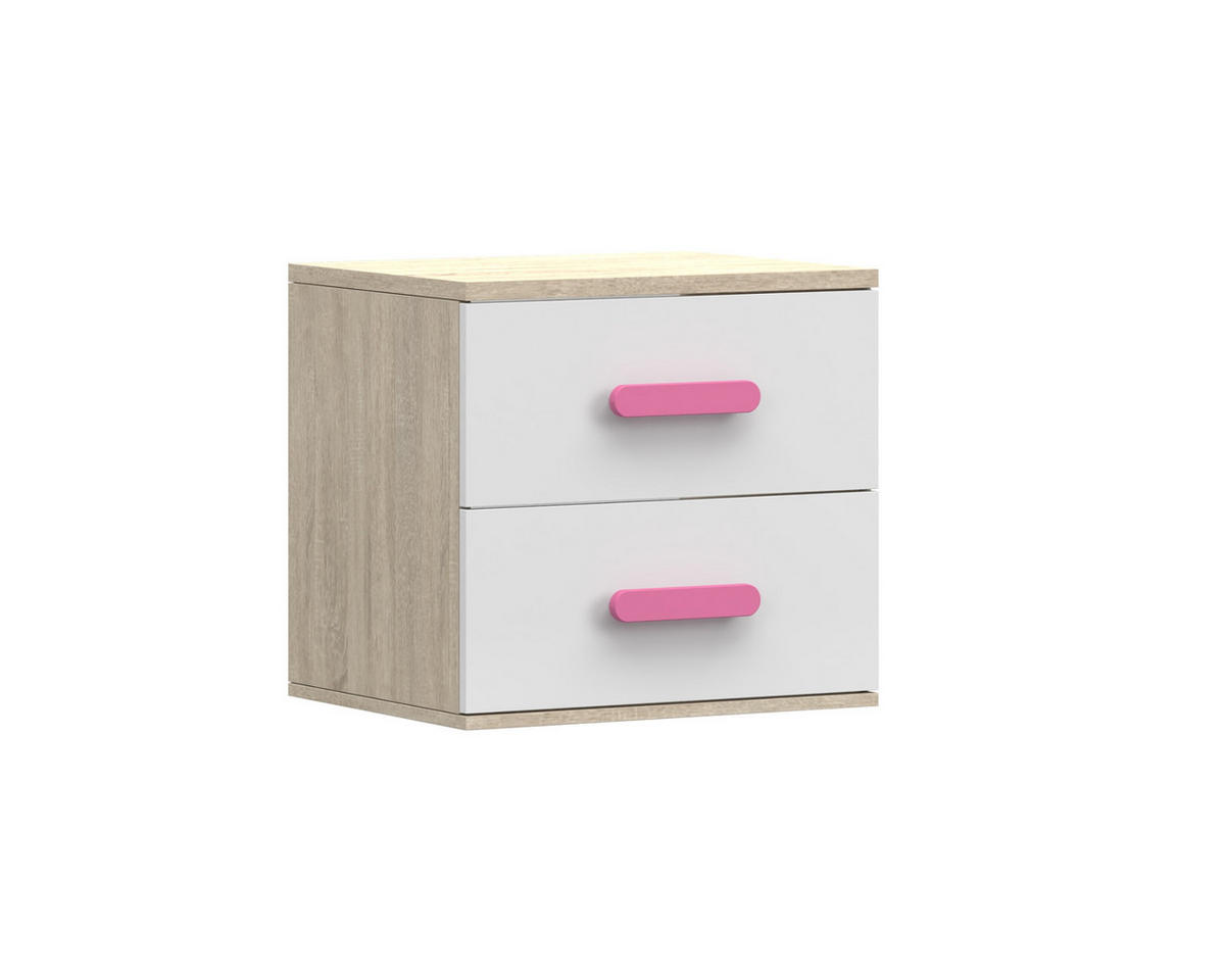 KINDER-NACHTTISCH INGE 22 55/50/44 cm Weiß+Sonoma/Rosa - Weiß/Rosa, Holzwerkstoff (55/50/44cm) - Deine Möbel 24