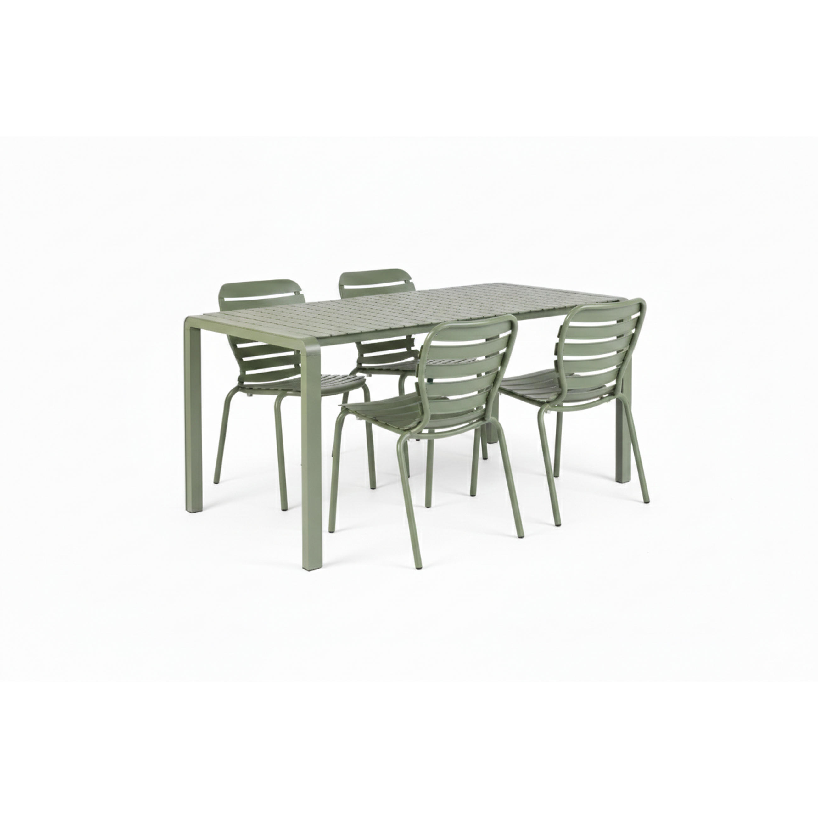 GARTENSET Vondel 4 Personen Esstisch/ 4 Stühle Grün - Grün, Metall - Zuiver