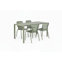 GARTENSET Vondel 4 Personen Esstisch/ 4 Stühle Grün - Grün, Metall - Zuiver