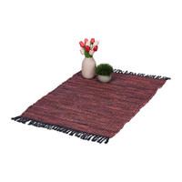 FLICKENTEPPICH - Rot, Leder/Textil (100/60cm) - Relaxdays