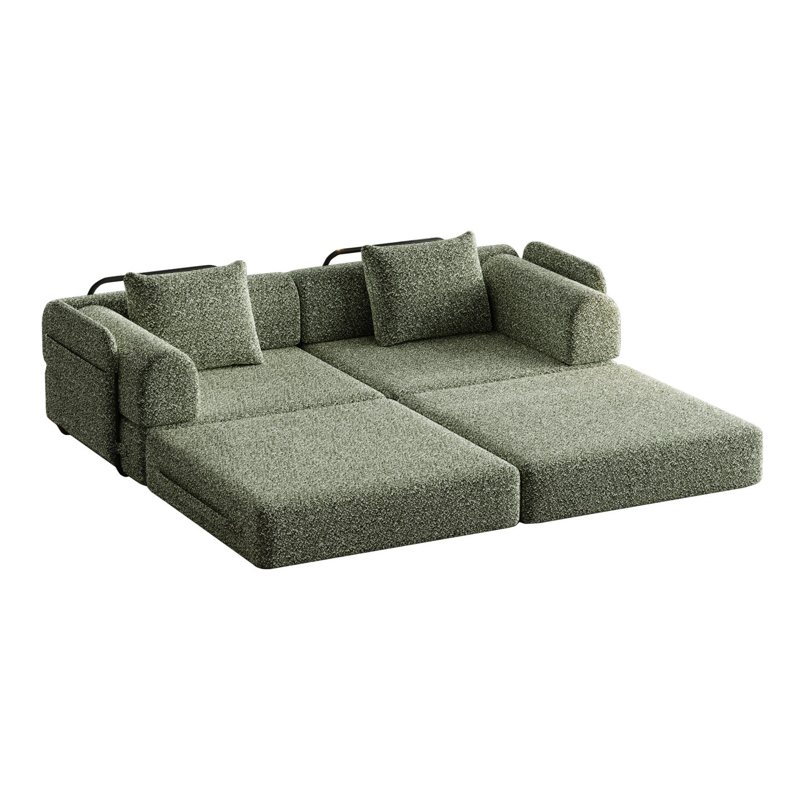 2-SITZER Sofa, 2 in 1 Schlafsofa mit Stauraum und Armlehnen,Chenille,Grün - Grün, Textil (184/69/91cm) - PARAFTA HOME