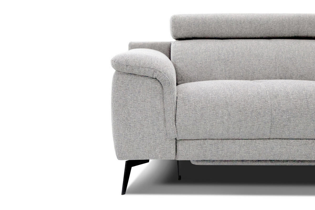 RELAXSOFA FIERO 3-Sitzer mit 1 Relaxfunktion, hellgrau - Hellgrau/Schwarz, Holzwerkstoff/Textil (212/82/103cm) - Courtois Laville