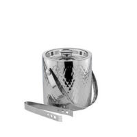 EISWÜRFELBEHÄLTER mit Zange Rautenmuster (H) 17 x (Ø) 16 cm - Silberfarben, Paraffin (16/17/17cm) - Hermann Bauer jun. Kollektion GmbH