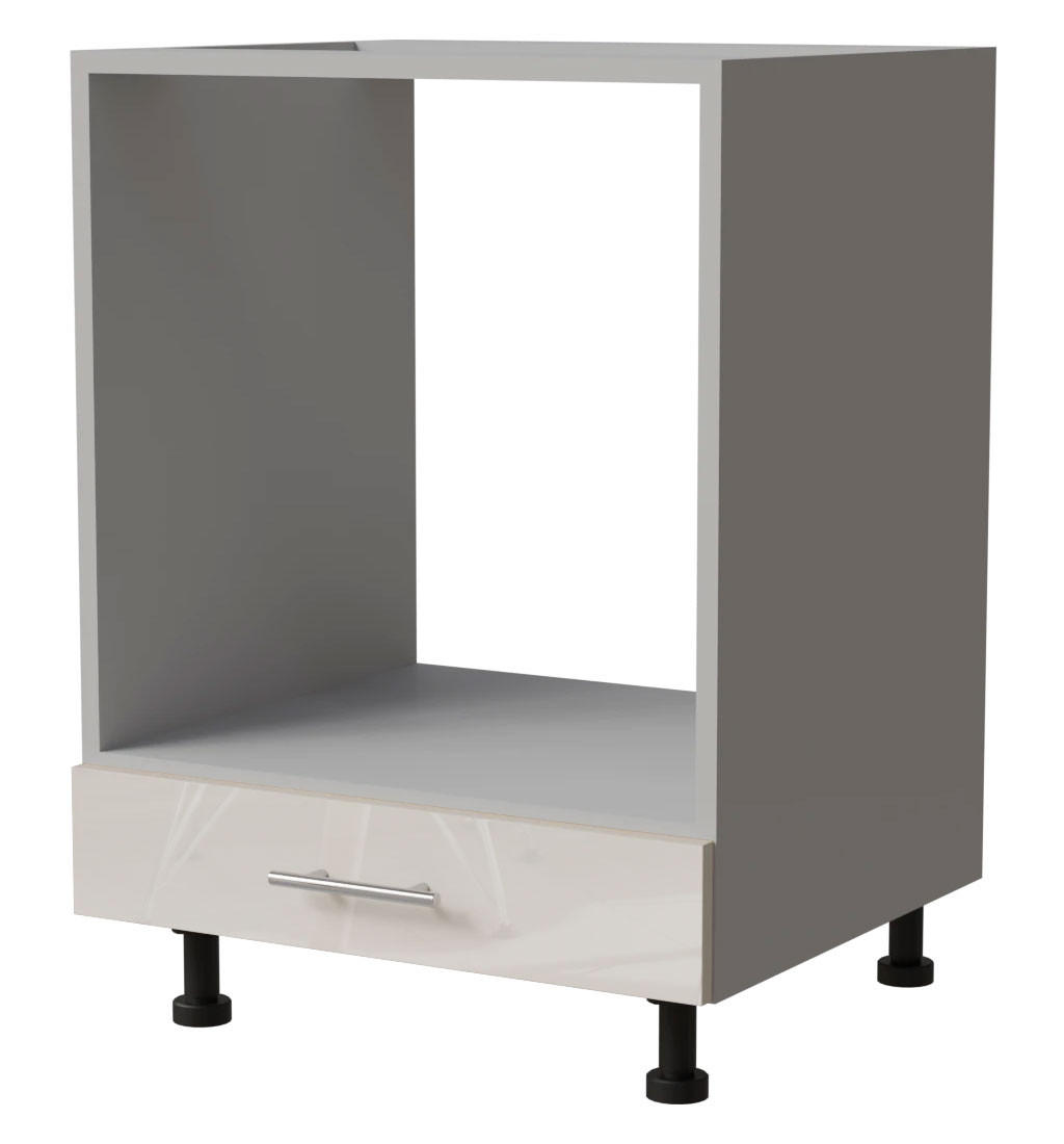 HERDUMBAUSCHRANK Brerra D11K/60 Grau / RAL 9001 creme Hochglanz 60 / 50 / 82cm - Creme/Grau, Holz/Holzwerkstoff (60/82/50cm) - Feldmann-Wohnen