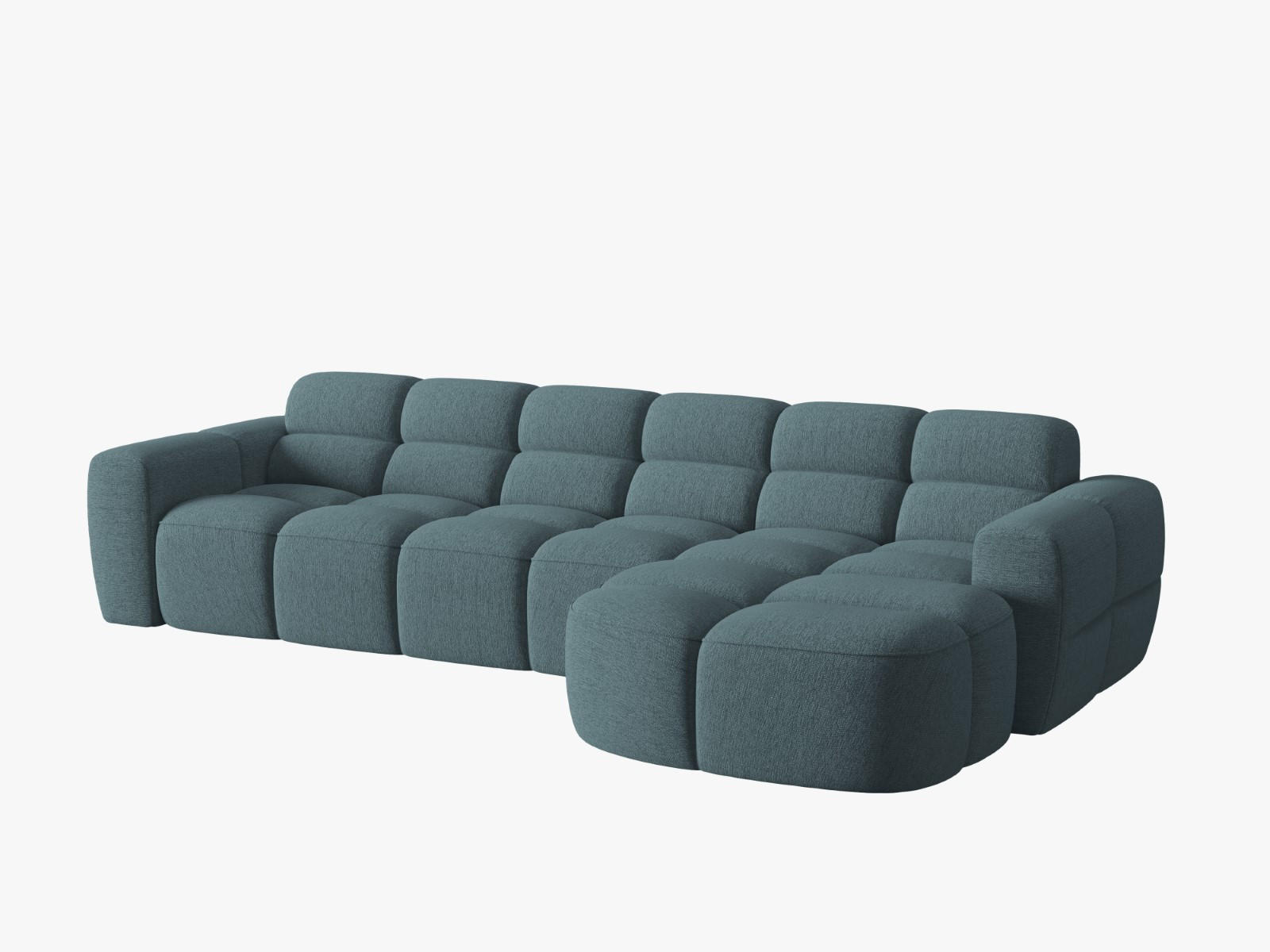 ECKSOFA rechts Lisa aus strukturiertem Stoff hellblau 4 Sitzplätze - Hellblau, Textil (170/310cm) - Micadoni