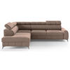 ECKSOFA London Hellbraun Velours - Hellbraun/Schwarz, Textil/Metall (274/203cm) - Selsey