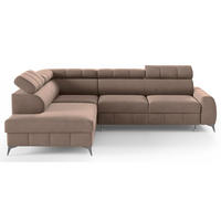 ECKSOFA London Hellbraun Velours - Hellbraun/Schwarz, Textil/Metall (274/203cm) - Selsey