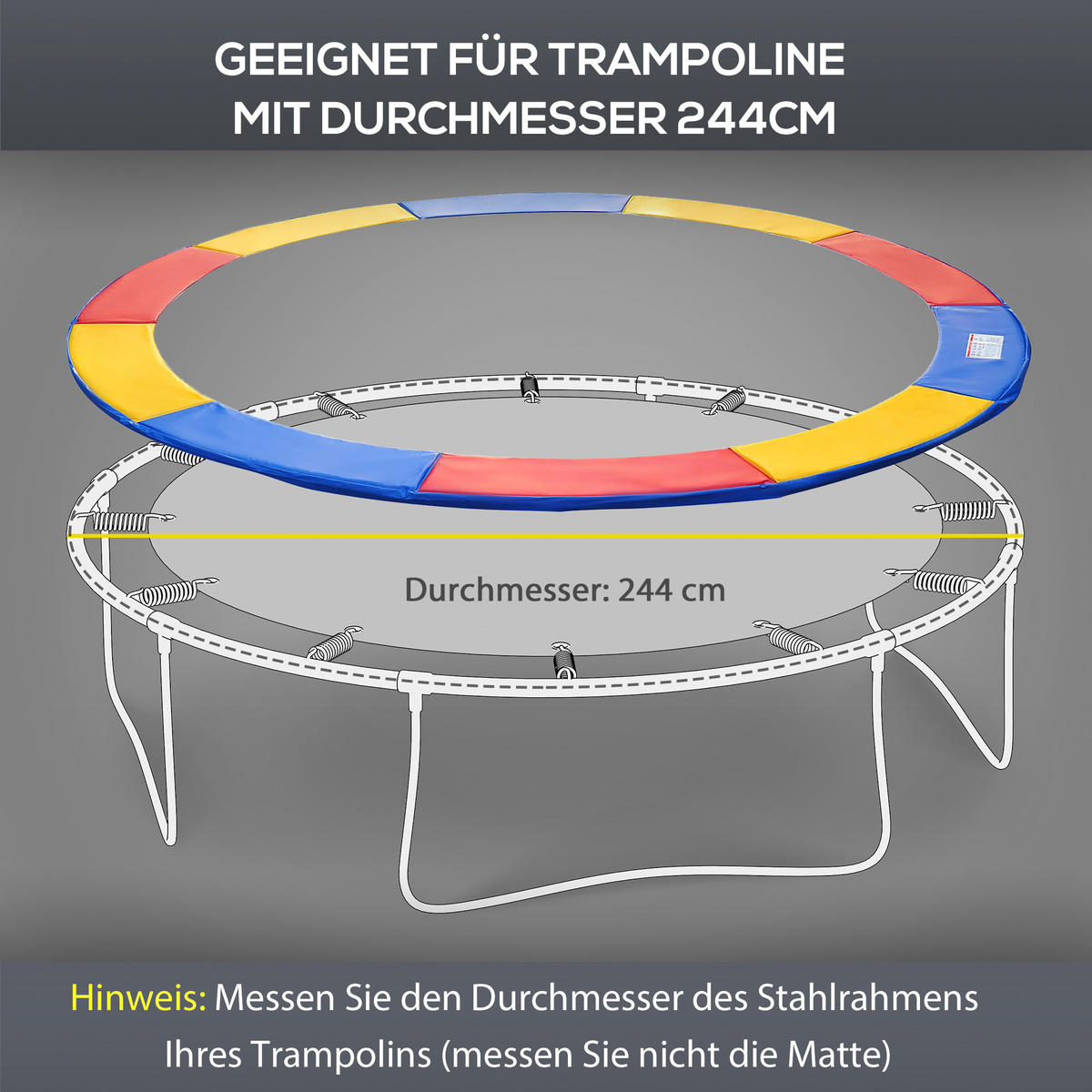 RANDABDECKUNG, PE, Mehrfarbig, Ø244 cm - Multicolor, Kunststoff (244/244cm) - HOMCOM