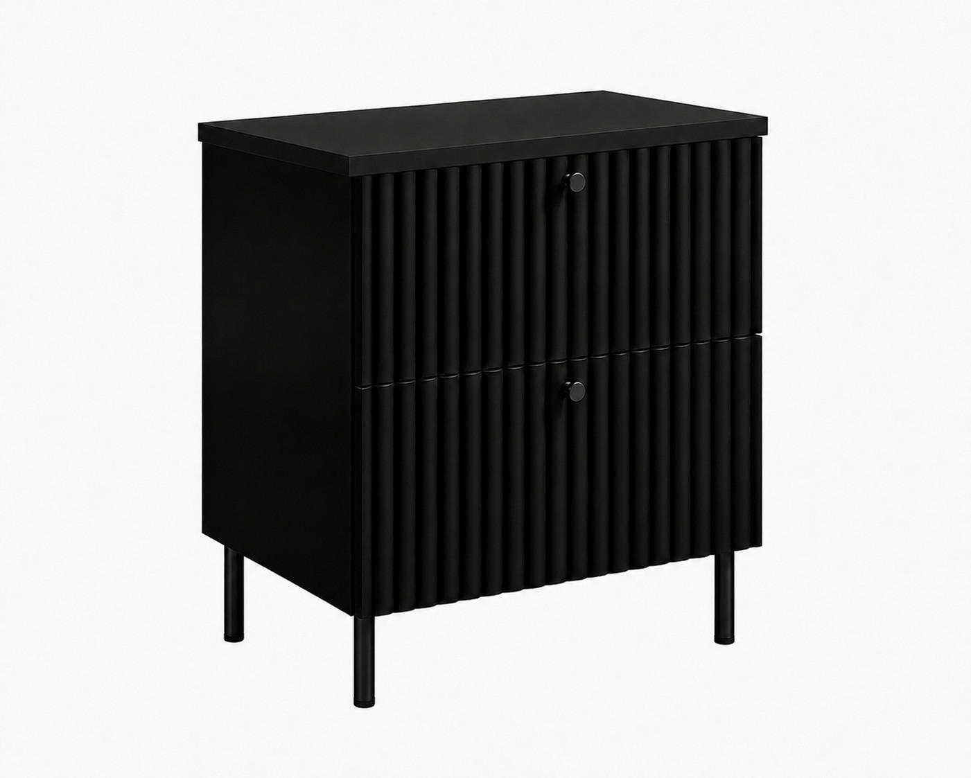 BADEZIMMERSCHRANK: Schwarz / Platte Schwarz / Griffe Schwarz / Beine Schwarz, 60 x 44,4 x 73,6 cm - Schwarz, Holzwerkstoff (60/73.6/44.4cm) - 3XE LIVING