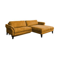 ECKSOFA MIT MOTORISCHER RELAXFUNKTION MALTA Gold Webstoff - Goldfarben/Schwarz, Buchenholz/Textil (302/175cm) - KAWOLA