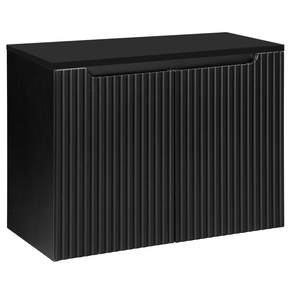 WASCHBECKENSCHRANK Newport-56 - Schwarz, Holzwerkstoff (80/60/40cm) - Lomado