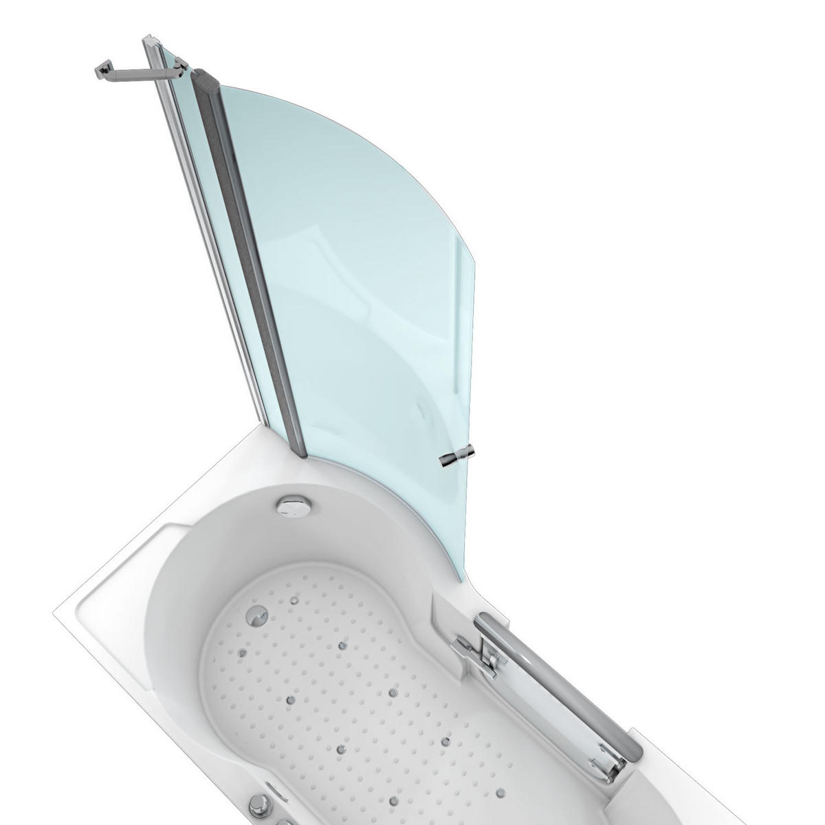 SENIORENDUSCHE Whirlpool mit Tür S12D-AIR-L - Weiß, Glas/Kunststoff (85/200/170cm) - AcquaVapore by Sandra Jentho