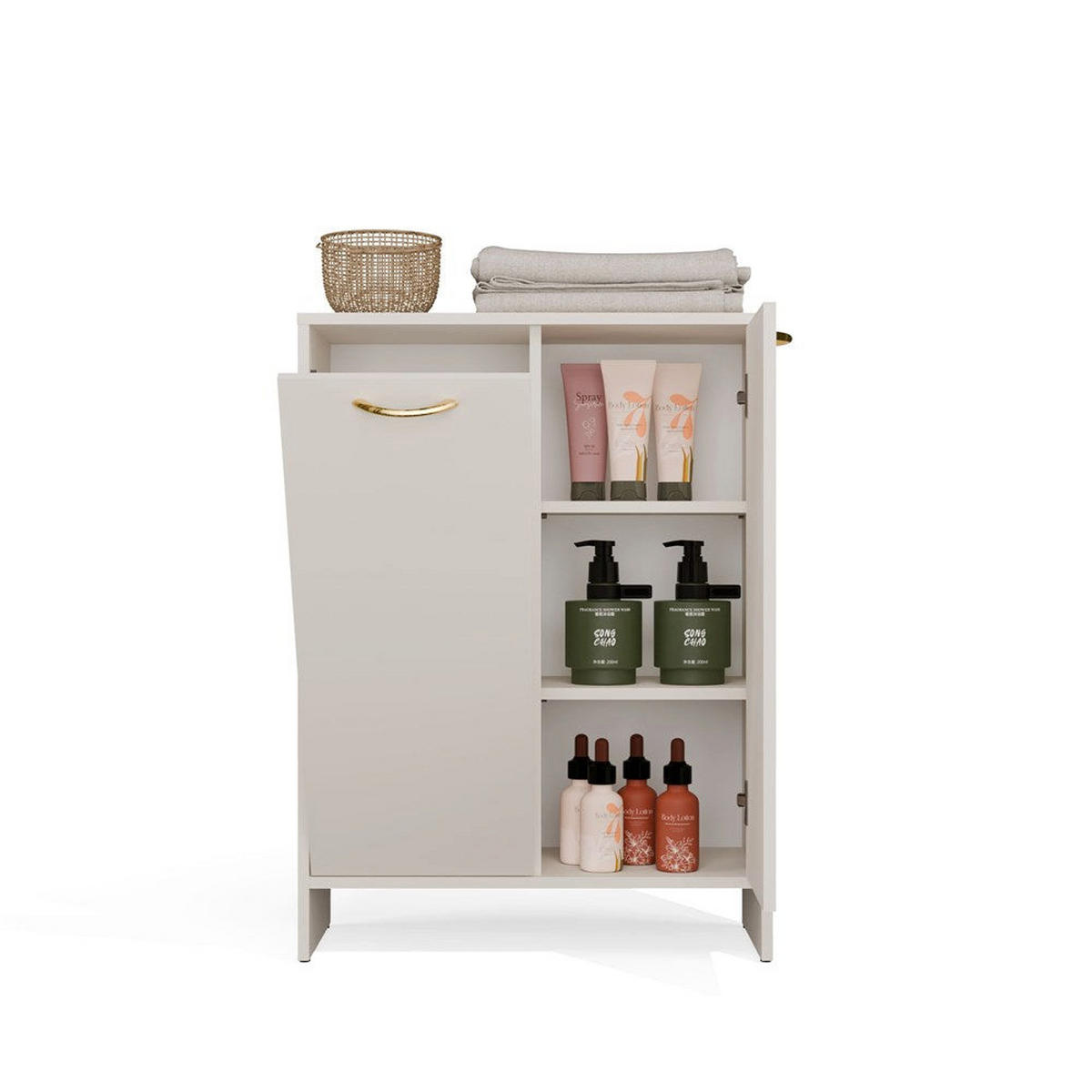 BADEZIMMERSCHRANK Kato - Beige, Holzwerkstoff (66/90/30cm) - kommodly