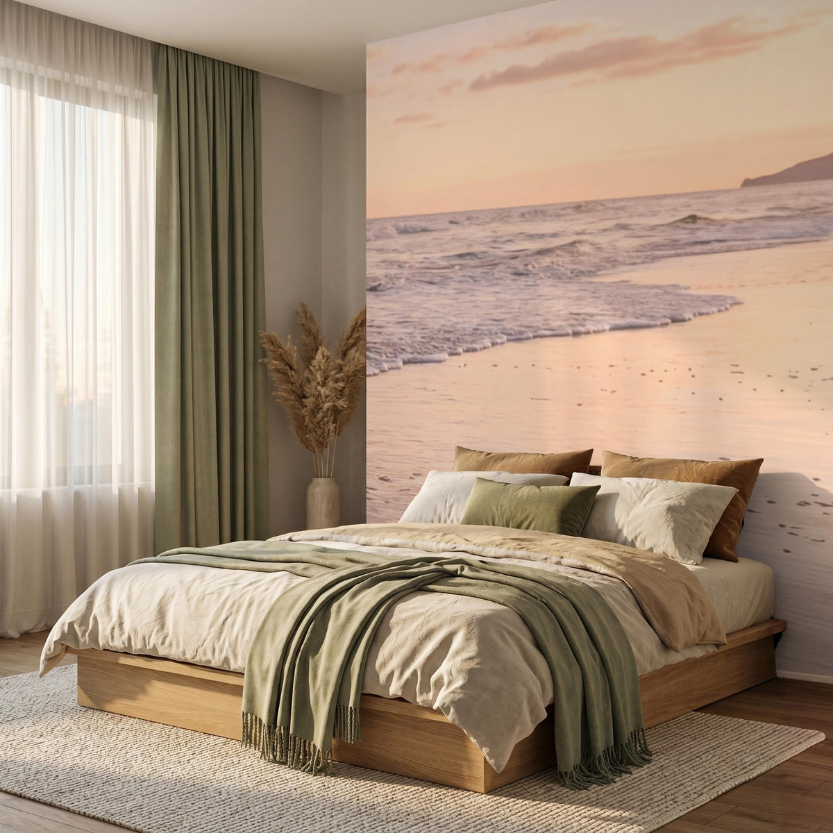 TAPETE - Strand - Brandung - Wolken - 260x300 cm - Hellrosa, Papier (260/300cm) - OnlyWow