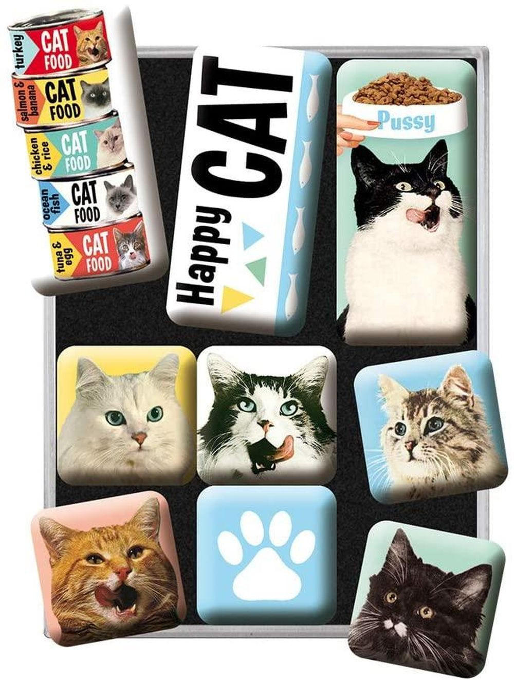 MAGNETSET 9-teilig Animal Club Happy Cats - Multicolor, Metall (7/9/2cm) - Nostalgic-Art