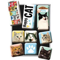 MAGNETSET 9-teilig Animal Club Happy Cats - Multicolor, Metall (7/9/2cm) - Nostalgic-Art