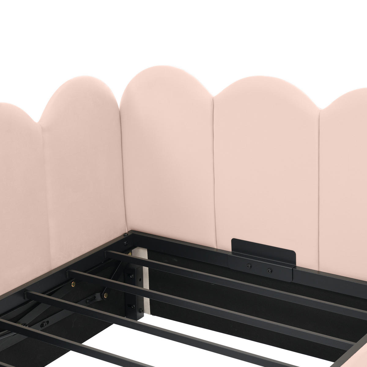 POLSTERBETT aus Samt 90x200 cm in Rosa mit hydraulischem Stauraum - Rosa, Textil (90/200cm) - Modfu