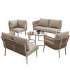 LOUNGESET Modular 5-6 Personen Beige 6-tlg. PE-Rattan - Beige, Metall - FLIEKS