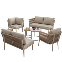 LOUNGESET Modular 5-6 Personen Beige 6-tlg. PE-Rattan - Beige, Metall - FLIEKS
