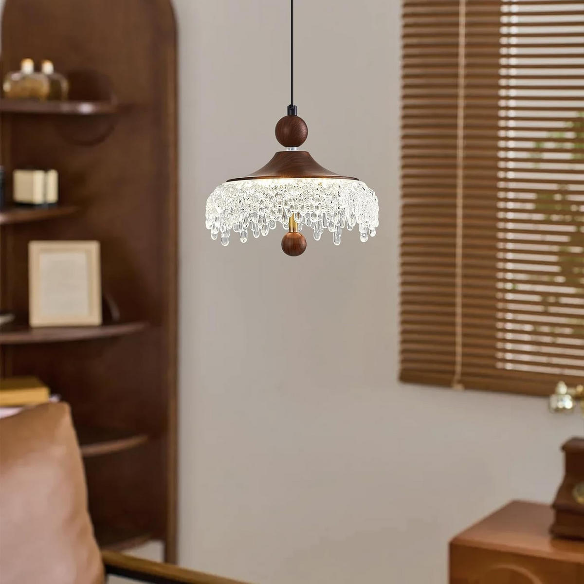 PENDELLEUCHTE LED Tropfen Holzoptik 4000K, höhenverstellbar Modern - Weiß, Kunststoff (20/20/160cm) - Authentics