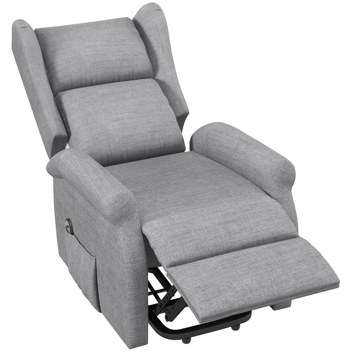 RELAXSESSEL DE-06410 Mit Aufstehilfe, motorisierte Neigung (135°), bis 200 kg Grau - Grau, Holzwerkstoff/Textil (94/111/74cm) - ComfortXL