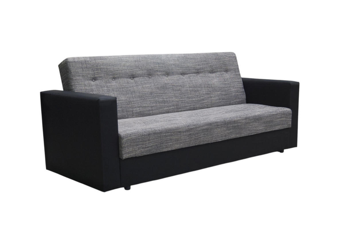 SOFA WIND mit Schlaffunktion KORNET02+DOLARO8 mit Stauraum - Grau, Textil (87/95/216cm) - Bedante