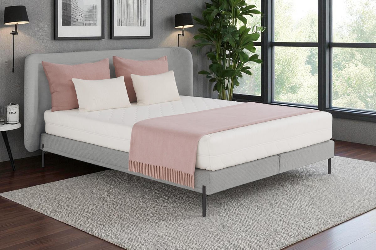 POLSTERBETT mit Matratze SIERRA, Grau, 180x200 cm - Grau, Textil (180/200cm) - KS Home Concept