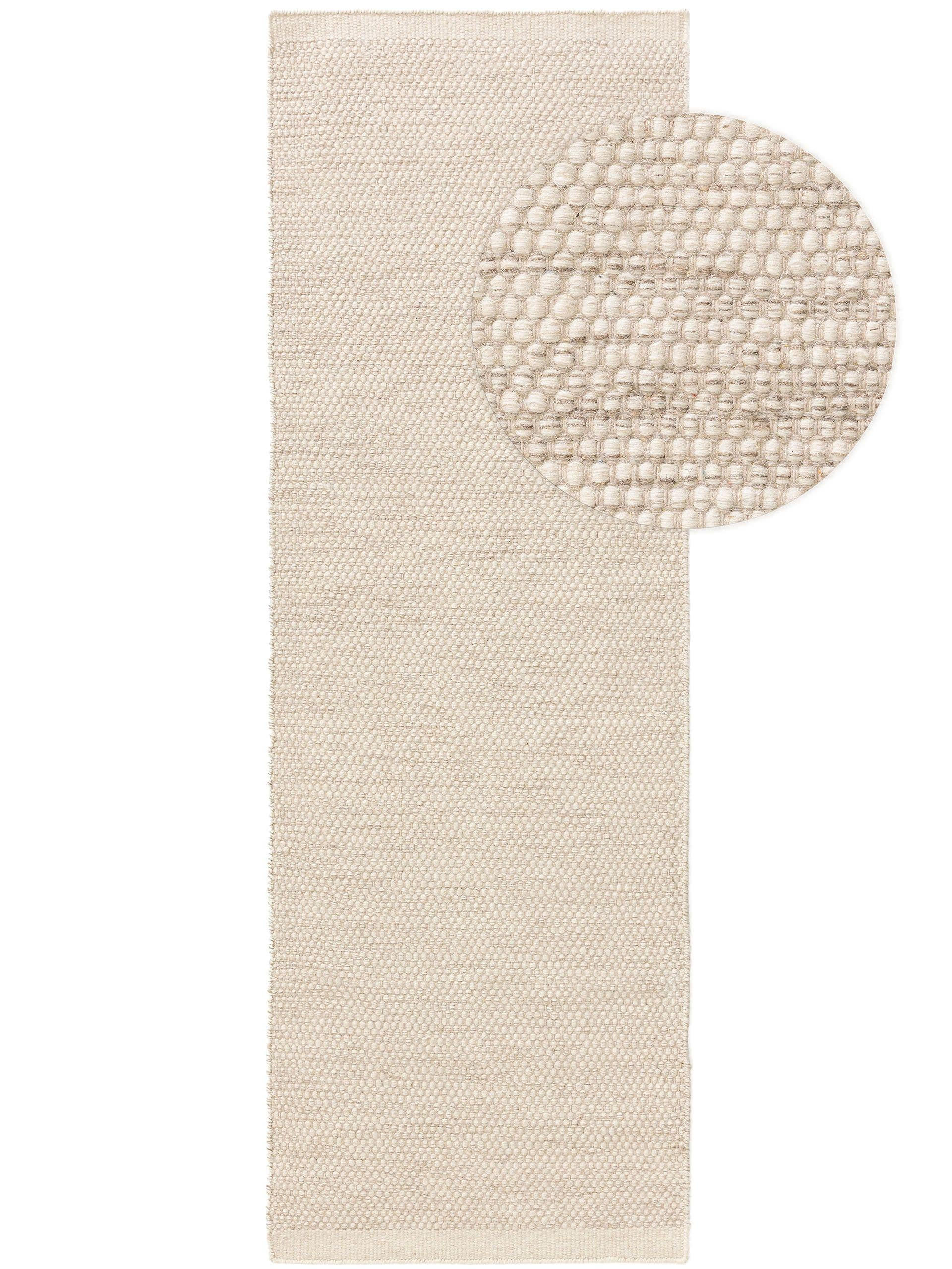 WOLLTEPPICH-LÄUFER Rocco Cream 80x250 cm - Creme, Textil (80/250cm) - benuta Pure
